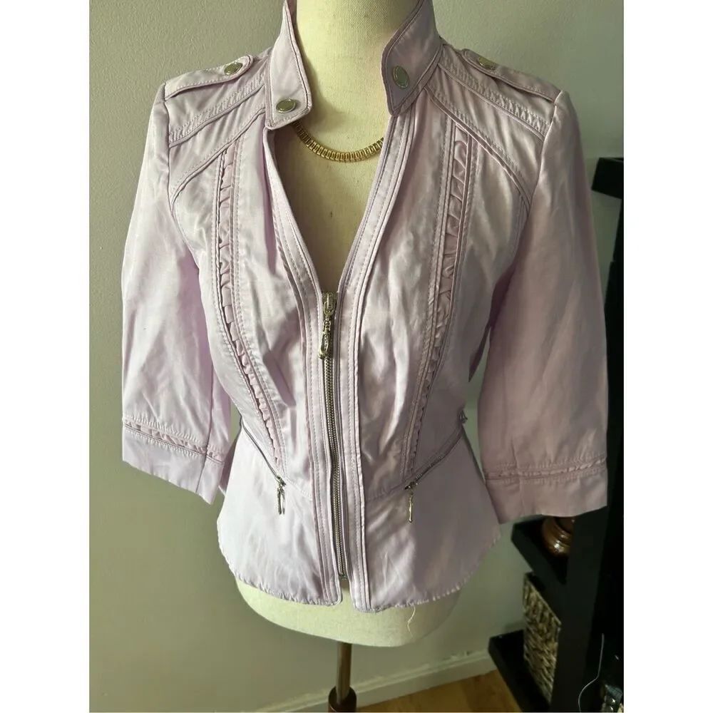 White House Black Market Elle Twill Jacket Cropped Lilac Size 4p